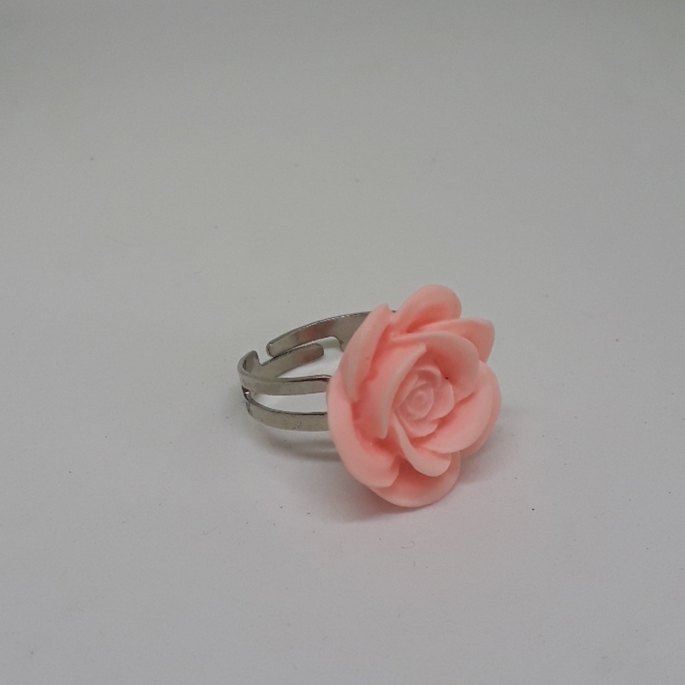 pink flower adjustable ring